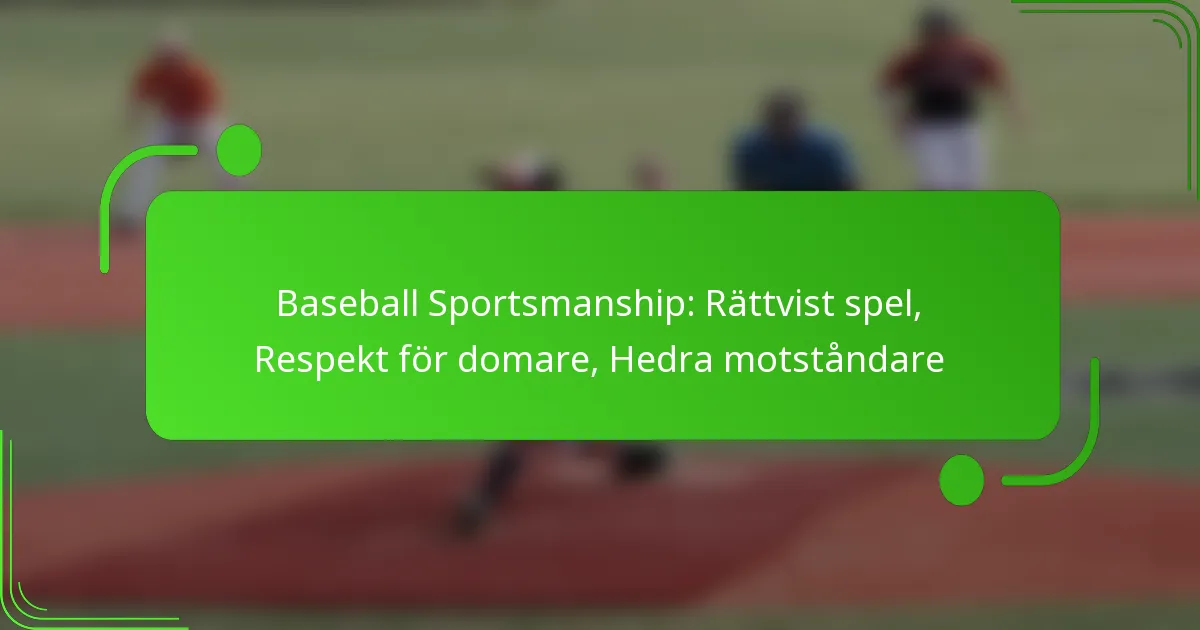 Baseball Sportsmanship: Rättvist spel, Respekt för domare, Hedra motståndare
