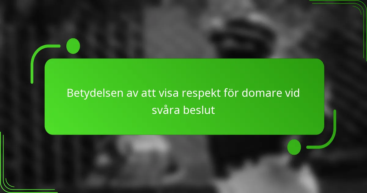 Betydelsen av att visa respekt för domare vid svåra beslut