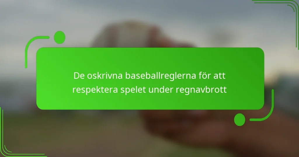 De oskrivna baseballreglerna för att respektera spelet under regnavbrott