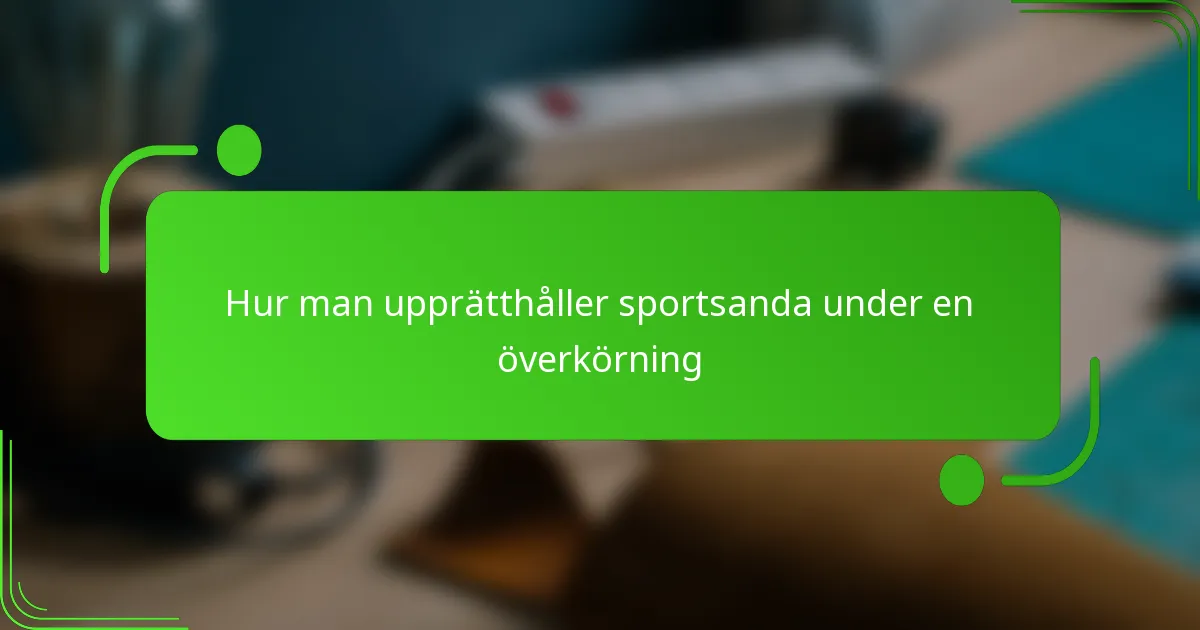 Hur man upprätthåller sportsanda under en överkörning