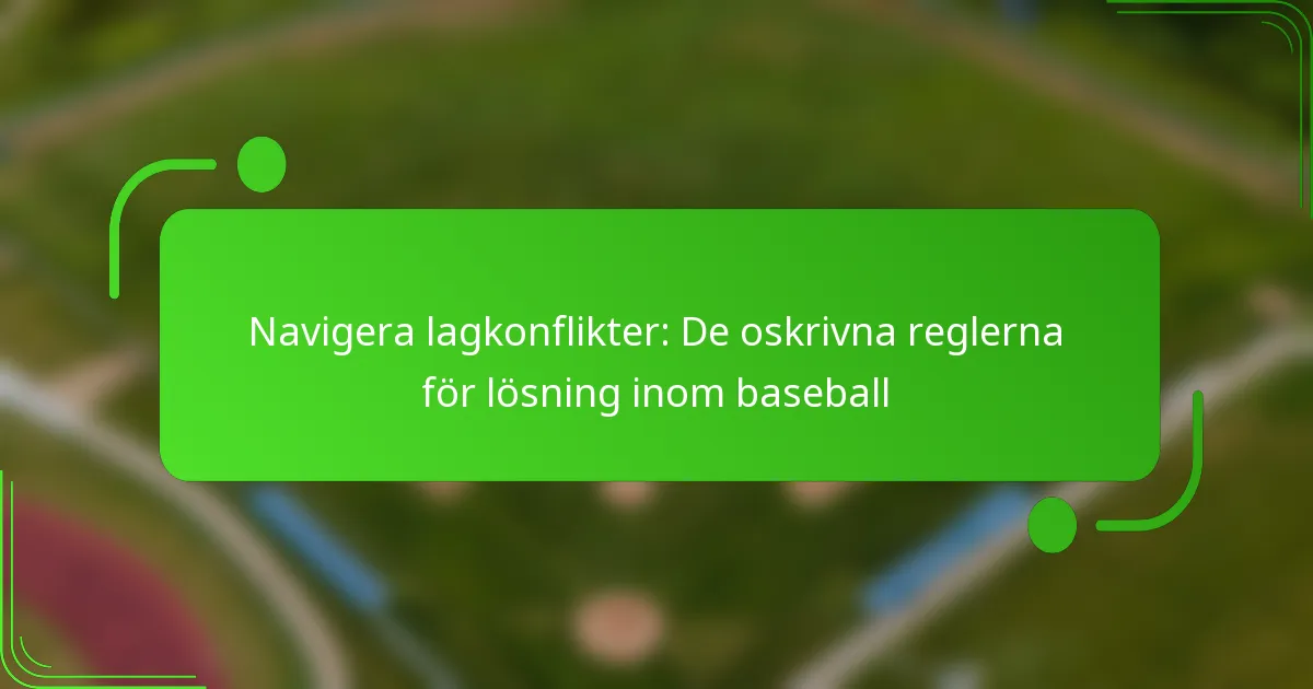 Navigera lagkonflikter: De oskrivna reglerna för lösning inom baseball