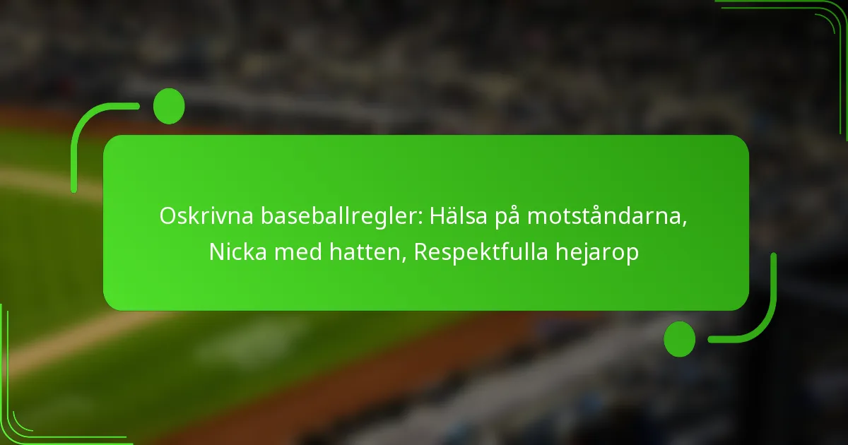 Oskrivna baseballregler: Hälsa på motståndarna, Nicka med hatten, Respektfulla hejarop
