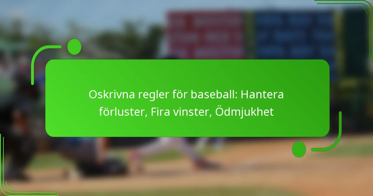 Oskrivna regler för baseball: Hantera förluster, Fira vinster, Ödmjukhet