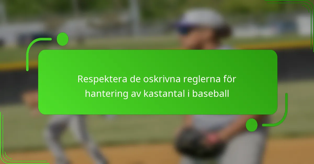 Respektera de oskrivna reglerna för hantering av kastantal i baseball