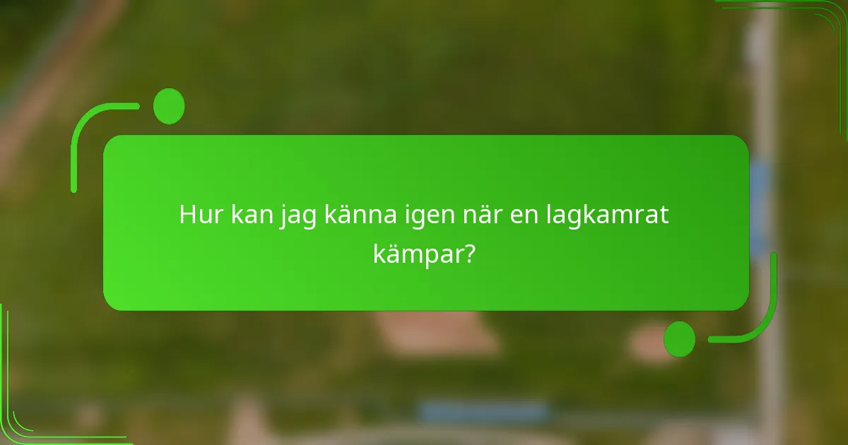 Hur kan jag känna igen när en lagkamrat kämpar?