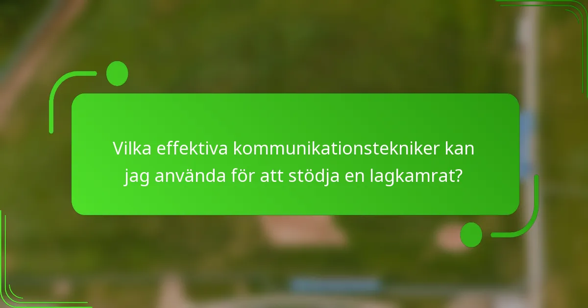 Vilka effektiva kommunikationstekniker kan jag använda för att stödja en lagkamrat?