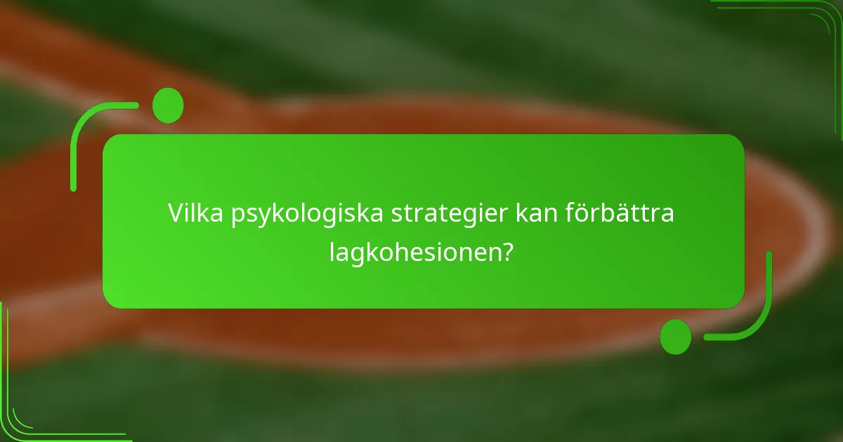 Vilka psykologiska strategier kan förbättra lagkohesionen?